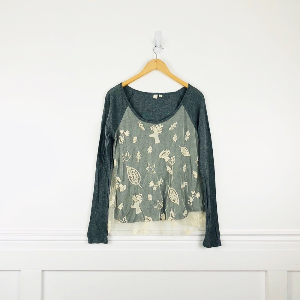 Anthropologie Eloise Embroidered Tee